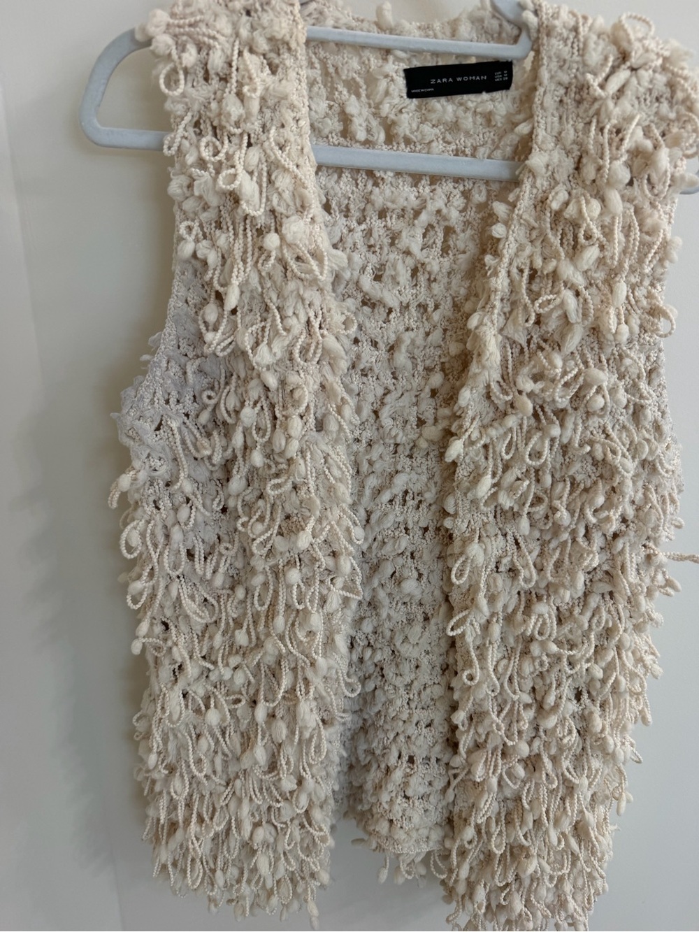 ZARA - Chenille Yarn Cream Vest, size M